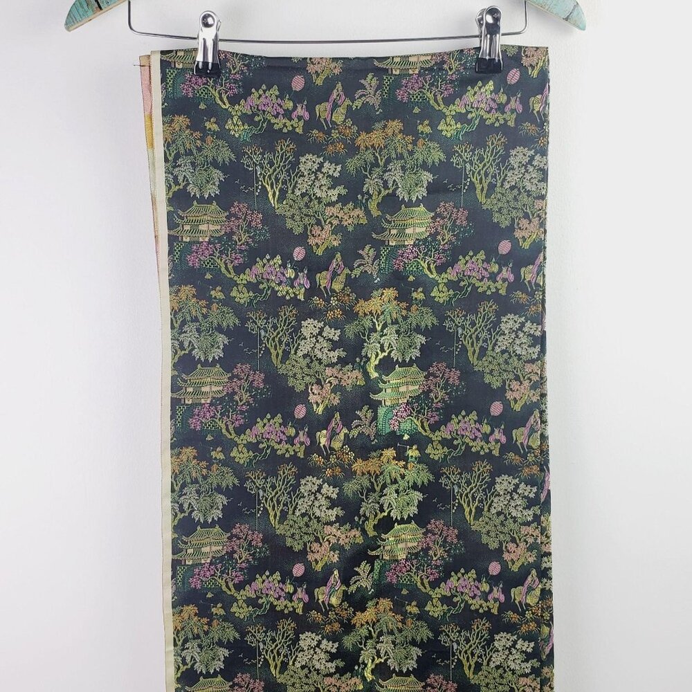 Vtg 100% Silk Brocade Jacquard Fabric By Yard - Picture 3 of 6
